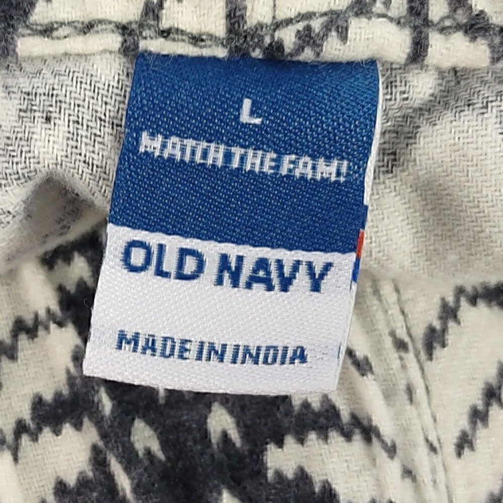 Old Navy Gray White Fair Isle 100% Cotton Pajama Bottoms Size Large - Picture 8 of 9